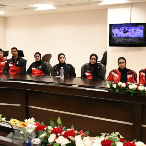 وزير الشباب والرياضة ورئيس اللجنة الاولمبية يكرم أبطال منتخبات الكاراتيه بعد التتويج في بطولات العالم والدوري العالمي